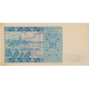 20 złotych 1939 - DRUK PRÓBNY - RZADKIE