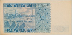 20 złotych 1939 - DRUK PRÓBNY - RZADKIE