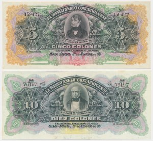 Costa Rica, lot 5-10 Colones 1919 (2 pcs.)
