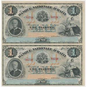 Haiti, 1 Piastre 1875 - uncut pair