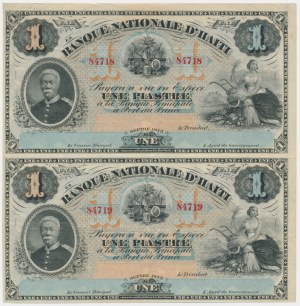 Haïti, 1 piastre 1875 - paire non coupée
