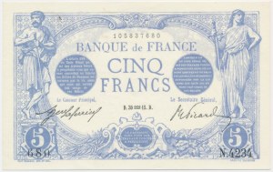 France, 5 Francs 1915