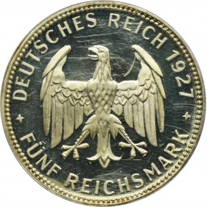 Germany, Weimar Republic, 5 Mark Stuttgart 1927 F - 450 Years of the University of Tübingen