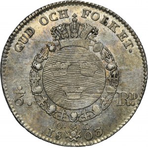 Sweden, Gustav IV Adolf,, 1/6 Riksdaler Stockholm 1803 OL