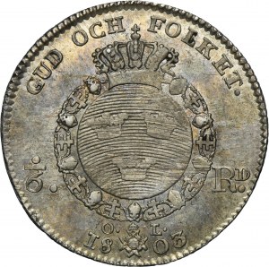 Sweden, Gustav IV Adolf,, 1/6 Riksdaler Stockholm 1803 OL