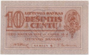 Lithuania, 10 Centu 1922