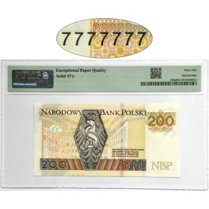 200 złotych 2015 - BX 7777777 - PMG 65 EPQ - SOLID