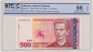 Lithuania, 500 Litu 2000 - PCGS 67 OPQ
