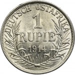 German, German East Africa, Wilhelm II, 1 Rupie Hamburg 1914 J - RARE