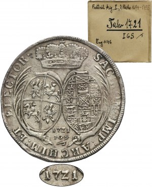Augustus II the Strong, Thaler Dresden 1721 IGS - RARE