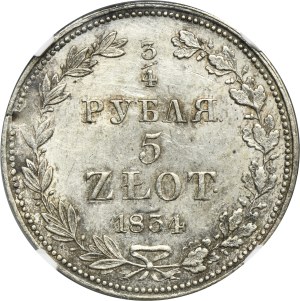 3/4 rouble = 5 zloty Warsaw 1834 MW - NGC UNC DETAILS - RARE