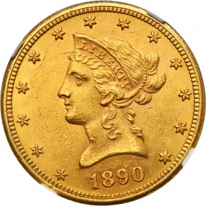 USA, 10 Dollars Carson City 1890 CC - Liberty Head - NGC UNC DETAILS - RARE