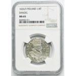 Sigismund III Vasa, 1/4 Thaler Danzig 1624/3 - PR• - NGC MS65