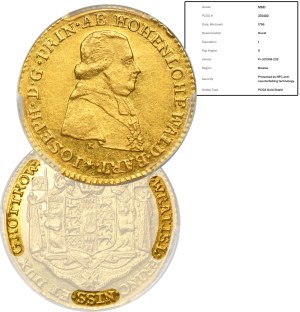 Silesia, Duchy of Neisse, Joseph von Hohenlohe-Bartenstein, Ducat Neisse 1796 -PCGS MS61 - VERY RARE