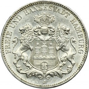 Germany, City of Hamburg, 3 Mark Hamburg 1914 J