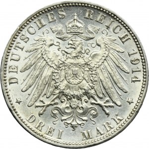 Germany, City of Hamburg, 3 Mark Hamburg 1914 J