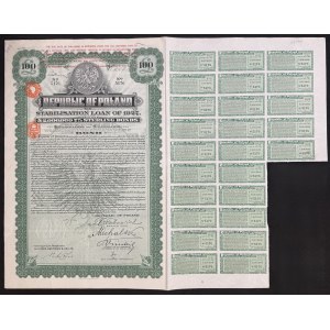 7% Pożyczka Stabilizacyjna 1927, transza funtowa, obligacja 100 funtów