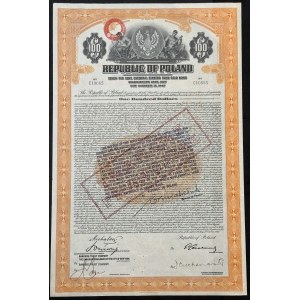 7% pożyczka stabilizacyjna 1927, skonwertowana na 4,5%, obligacja 100 dolarów, TRANCHE FRANCAISE