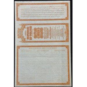 7% pożyczka stabilizacyjna 1927, skonwertowana na 4,5%, obligacja 100 dolarów, TRANCHE FRANCAISE