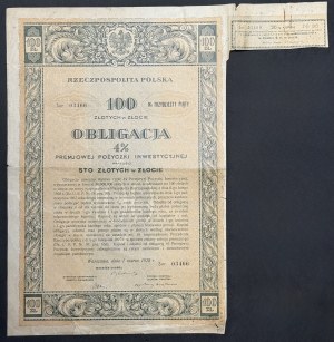 4% Premiowa Pożyczka Inwestycyjna 1928, obligacja 100 zł