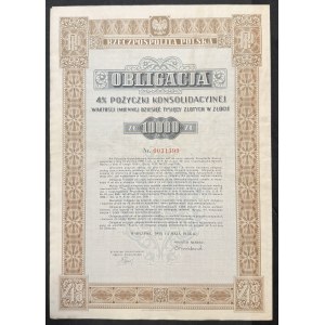 4% Pożyczka Konsolidacyjna 1936, obligacja 10.000 zł