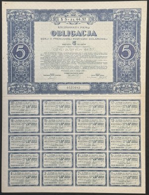 4% Premium Dollar Loan 1931, series III, $5 bond - full coupon sheet