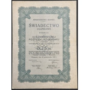5% Konwersyjna Pożyczka Kolejowa 1926, świadectwo ułamkowe 3,75 zł