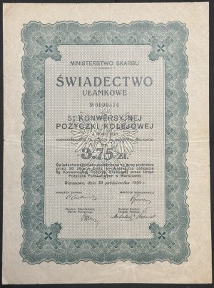 5% Conversion Railway Loan 1926, fractional certificate 3.75 zlotys