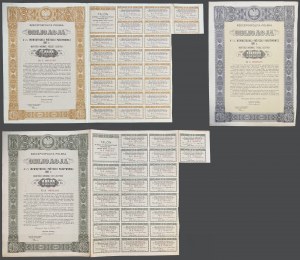 4.5% Internal Loan 1937, bonds of 100, 500 and 1,000 zlotys - set of 3.