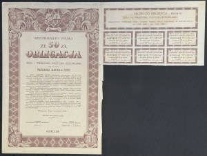 3% Premium Construction Loan 1930, Series I, PLN 50 bond.