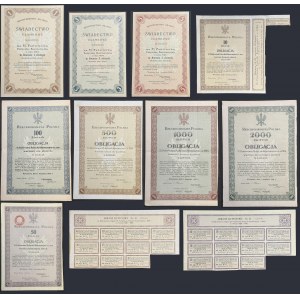 5% Państwowa Pożyczka Konwersyjna 1924/1926 - komplet nominałowy świadectw ułamkowych i obligacji