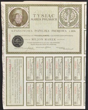 4% Państwowa Pożyczka Premiowa 1920, obligacja 1.000 mkp