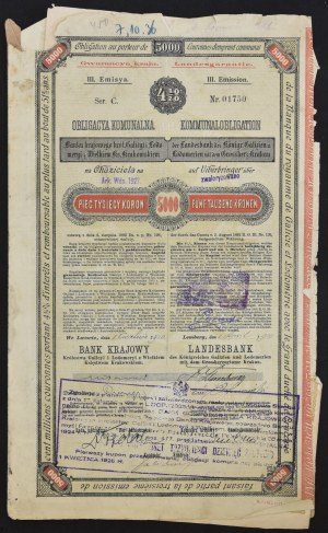 Bank Krajowy, 4,5% obligacja komunalna, III emisja, 5.000 koron / 739 zł