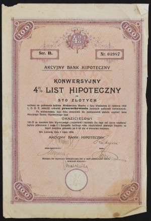 Akcyjny Bank Hipoteczny, 4% konwersyjny list hipoteczny, 100 zł