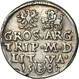 Stephen Bathory, 3 Groschen Vilnius 1582 - RARE, III in round shield