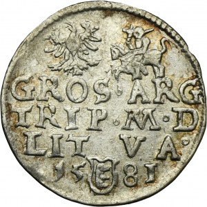 Stephen Bathory, 3 Groschen Vilnius 1582 - RARE, III in round shield