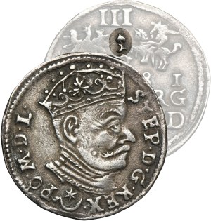 Stephen Bathory, 3 Groschen Vilnius 1581 - VERY RARE, Leliwa coat of arms on the obverse and leaf with two tails