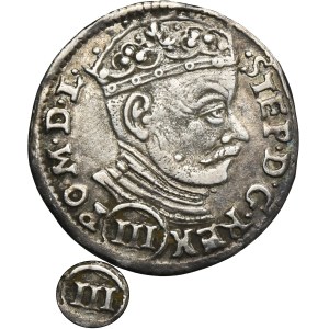 Stephen Bathory, 3 Groschen Vilnius 1582 - RARE, III in round shield