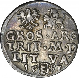 Stephen Bathory, 3 Groschen Vilnius 1582 - RARE, III in round shield