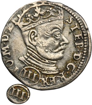 Stephen Bathory, 3 Groschen Vilnius 1580 - III in round shield