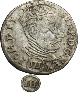 Stephen Bathory, 3 Groschen Vilnius 1580 - III in round shield