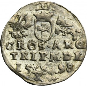 Zygmunt III Waza, Trojak Wilno 1598 - RZADKI, głowa wołu i herb Chalecki