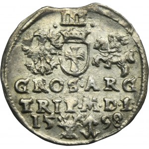 Zygmunt III Waza, Trojak Wilno 1598 - RZADKI, głowa wołu i herb Chalecki