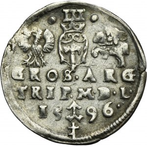 Zygmunt III Waza, Trojak Wilno 1596 - herb Prus