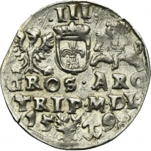Zygmunt III Waza, Trojak Wilno 1598 - RZADKI, głowa wołu i herb Chalecki