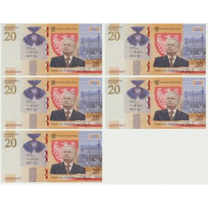 Zestaw, 20 złotych 2021 - L. Kaczyński - (5 szt.)