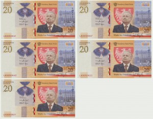Zestaw, 20 złotych 2021 - L. Kaczyński - (5 szt.)