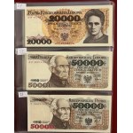 Zestaw banknotów PRL w klaserze - 10-2 miliony złotych 1975-1993 - (ok. 59 szt.)