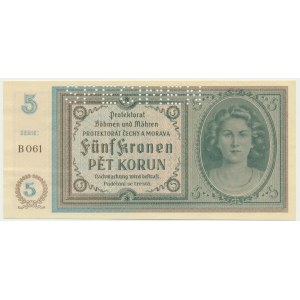 Bohemia and Moravia, 5 Korun (1940) - SPECIMEN -