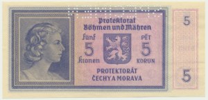 Bohemia and Moravia, 5 Korun (1940) - SPECIMEN -